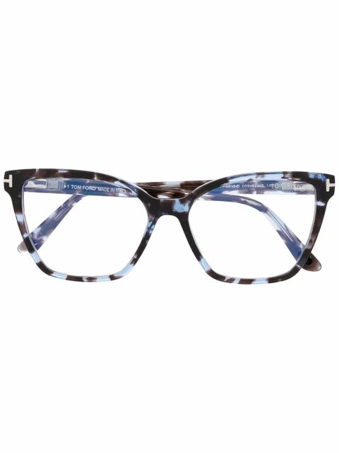 TOM FORD Eyewear tortoiseshell-effect cat-eye glasses - Brown - zdjęcie produktu nr 1