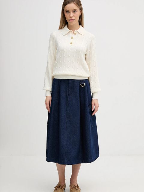 Barbour sweter z dodatkiem wełny Evie damski kolor beżowy LKN1730