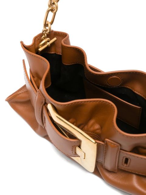 Balmain buckle-chain leather tote bag - Brown