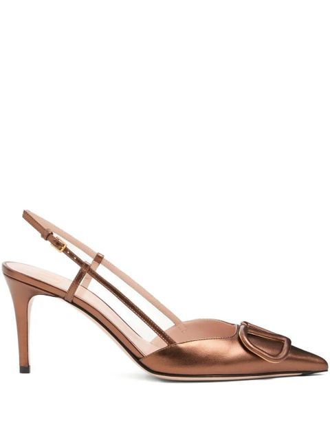 Valentino Garavani 80mm VLogo Signature slingback pumps - Brown - zdjęcie produktu nr 1