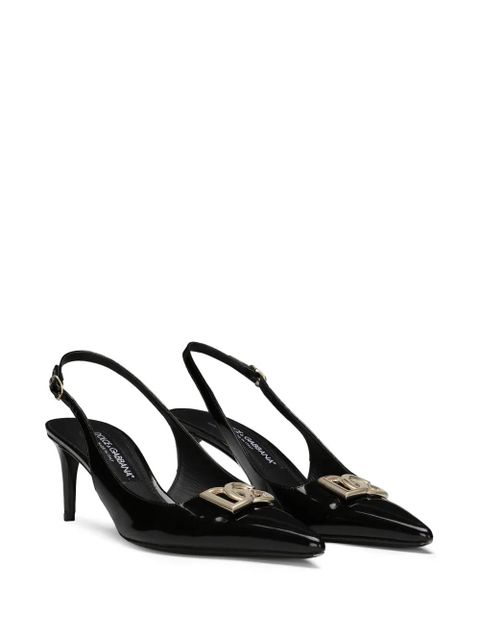 Dolce & Gabbana 60mm logo-plaque slingback pumps - Black