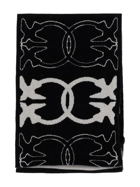 PINKO Love Birds fringed scarf - Black - zdjęcie produktu nr 1