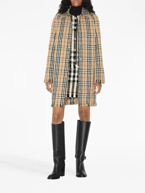 Burberry bouclé checkered buttoned raincoat - Neutrals - zdjęcie produktu nr 2