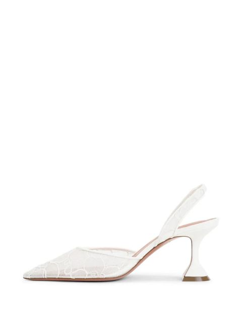 Amina Muaddi lace slingback pumps - White
