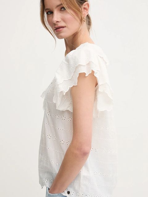 Pepe Jeans bluzka bawełniana DAME damska kolor biały w kwiaty PL305023