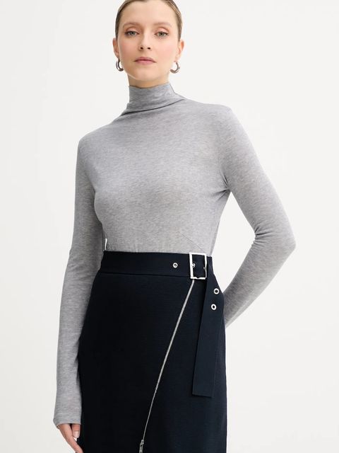 BOSS longsleeve z wełną kolor szary z półgolfem 50550639 - zdjęcie produktu nr 1