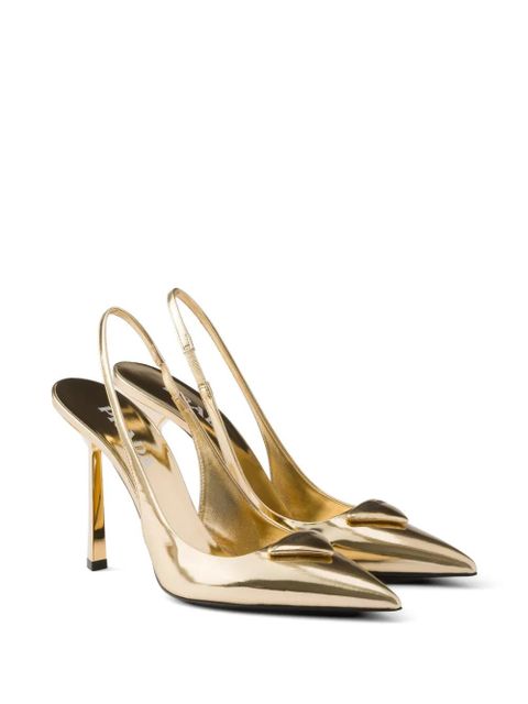 Prada metallic-leather slingback pumps - Gold - zdjęcie produktu nr 2