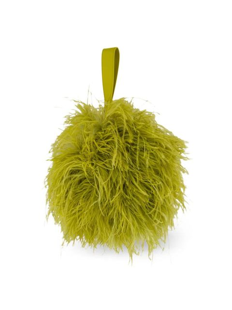 Ferragamo mini Double Gancini ostrich-feather clutch bag - Green