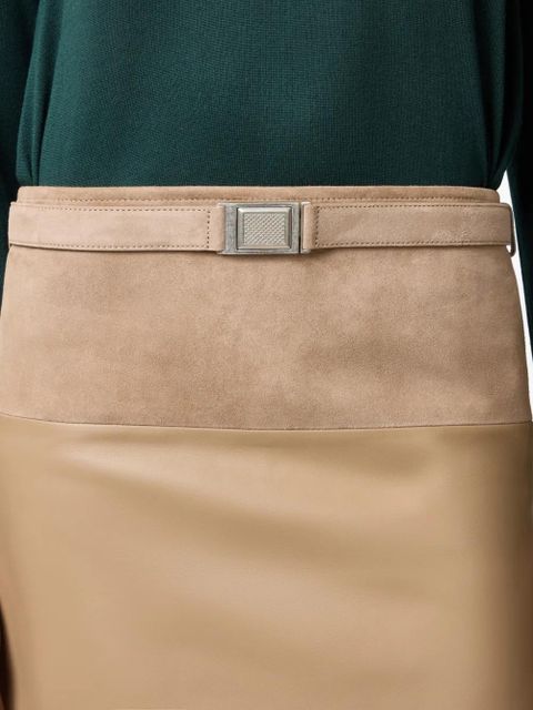 Tod's belted leather mini skirt - Neutrals
