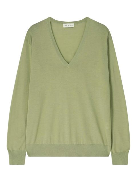 DRIES VAN NOTEN V-neck merino-wool sweater - Green - zdjęcie produktu nr 1