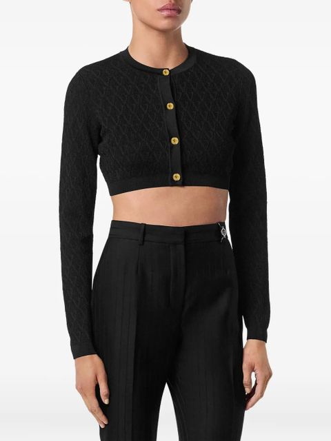 Versace geometric-pattern cropped cardigan - Black - zdjęcie produktu nr 2