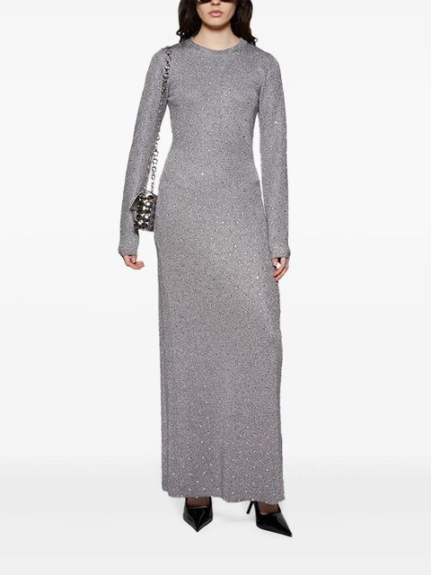 Rabanne rhinestone-embellished open-back maxi dress - Grey