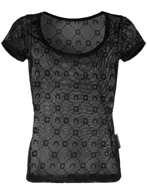 Marine Serre Crescent Moon-motif mesh top - Black - zdjęcie produktu nr 1