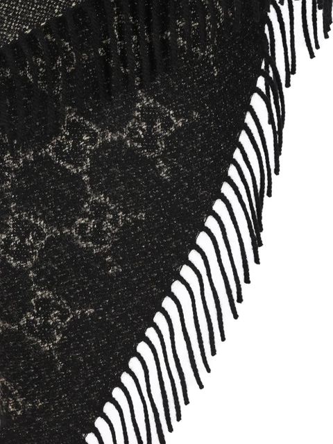 Gucci fringed jacquard cape - Black