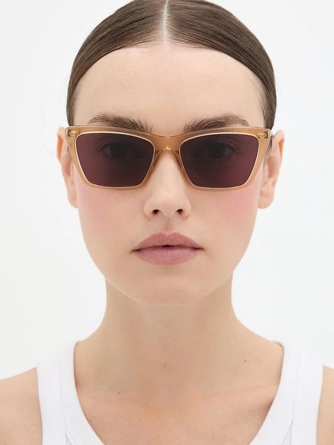 Saint Laurent okulary przeciwsłoneczne damskie kolor beżowy SL 737 MICA THIN