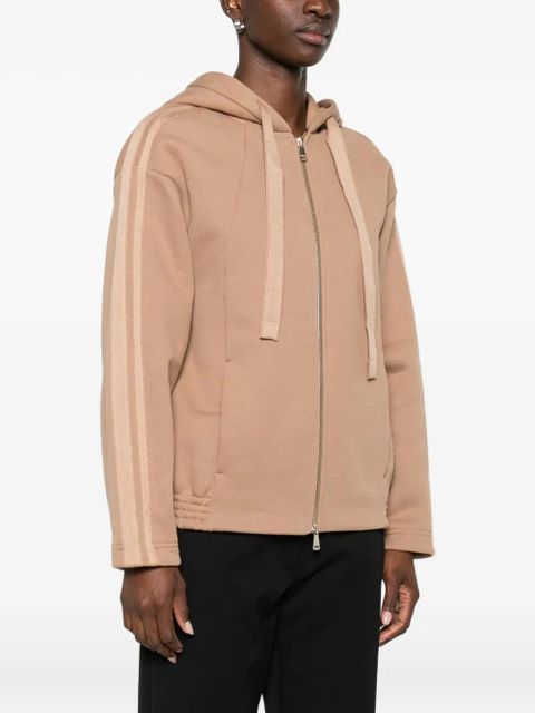 Max Mara stripe-detail zip-up hoodie - Brown
