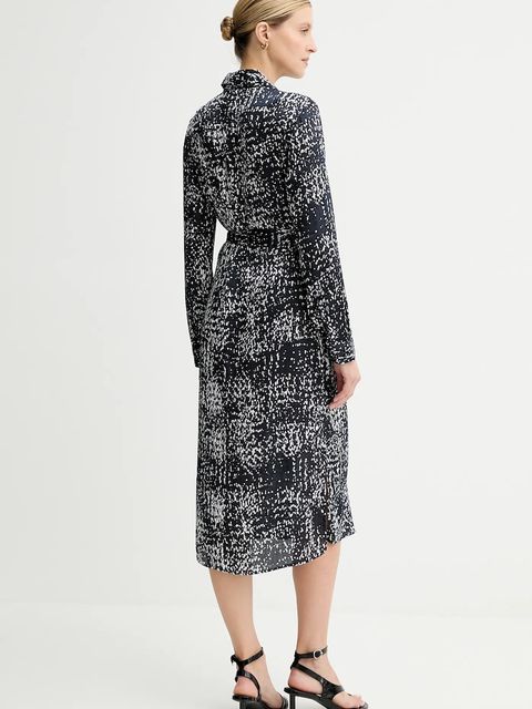 Calvin Klein sukienka kolor czarny midi rozkloszowana LV044C060G