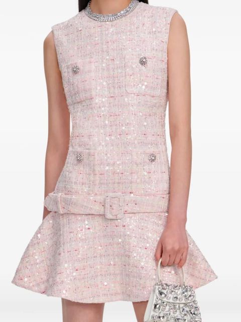 Self-Portrait sequin-embellished belted mini dress - Pink