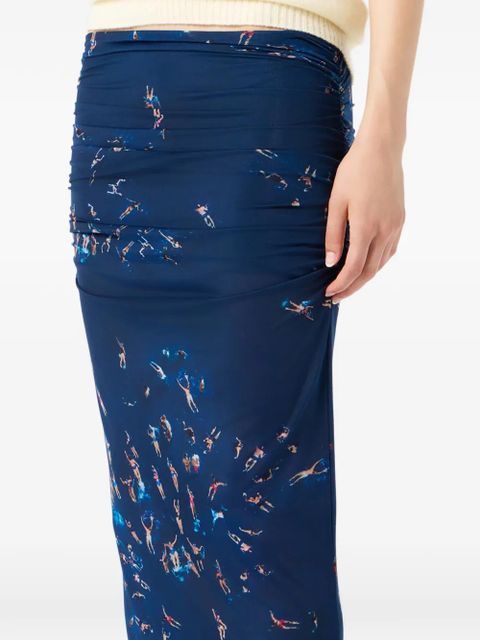 Blumarine swimmers-print midi skirt - Blue