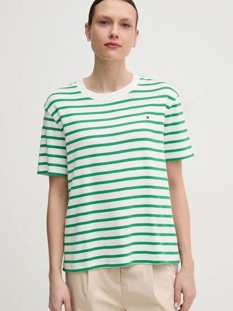 Tommy Hilfiger t-shirt bawełniany damski kolor zielony WW0WW46158 - zdjęcie produktu nr 1