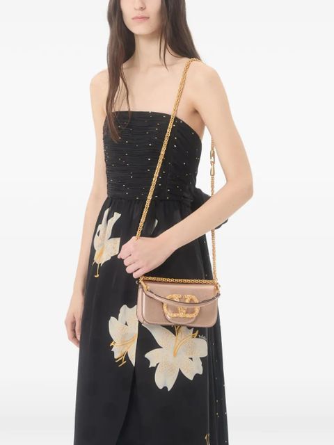 Valentino Garavani Valentino Garavani Locò small shoulder bag in laminated calfskin with jewel logo - Pink - zdjęcie produktu nr 2