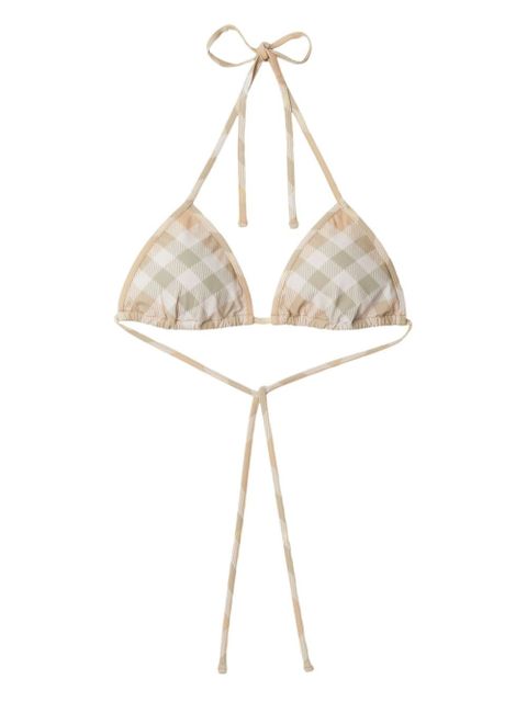 Burberry checked triangle bikini top - Neutrals - zdjęcie produktu nr 1