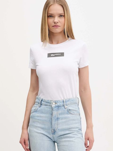 Karl Lagerfeld Jeans t-shirt bawełniany damski kolor biały A4W17002 - zdjęcie produktu nr 1
