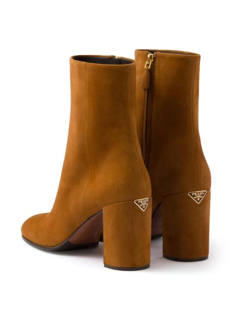 Prada suede 85mm booties - Brown