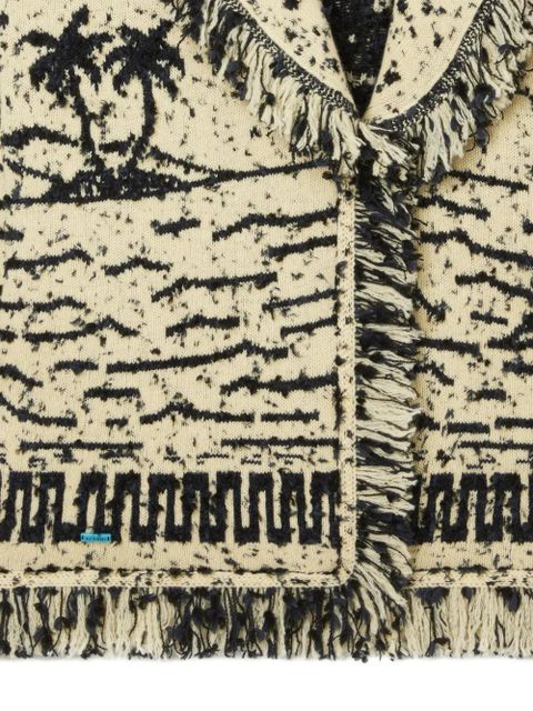 Alanui Ocean Whispers fringed graphic-pattern cardigan - Neutrals