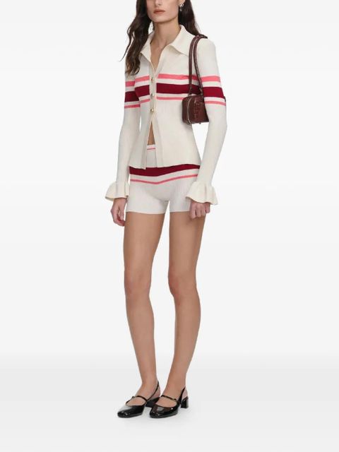 Self-Portrait striped ruffled cardigan - Neutrals - zdjęcie produktu nr 2