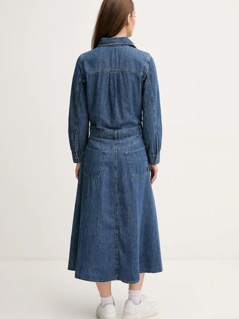 United Colors of Benetton sukienka jeansowa kolor niebieski midi prosta 4RZKDV0B5