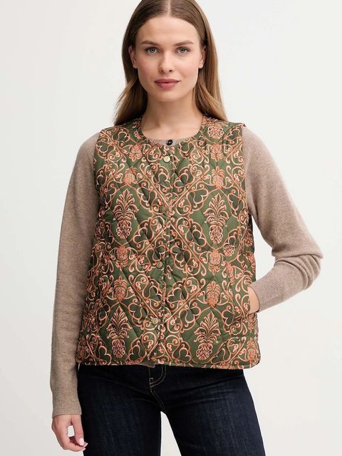 Barbour bezrękawnik x Farm Rio kolor zielony przejściowy LLI0024 - zdjęcie produktu nr 1