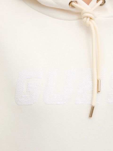 Guess bluza AELIA damska kolor beżowy z kapturem z aplikacją V5BQ12 KB681