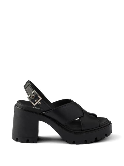 Prada crisscross leather platform sandals - Black - zdjęcie produktu nr 1