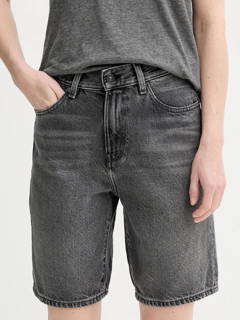G-Star szorty jeansowe damskie kolor szary gładkie high waist D26268-D933 - zdjęcie produktu nr 1