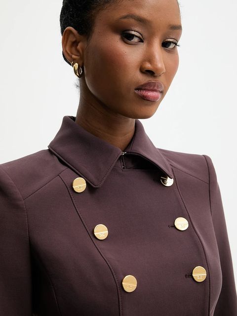 Elisabetta Franchi marynarka kolor bordowy dwurzędowa gładka GI18557E2 - zdjęcie produktu nr 2
