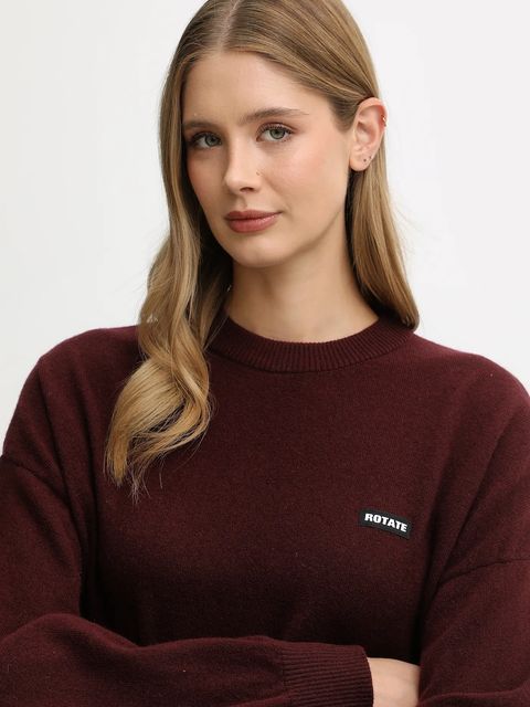 Rotate sweter wełniany damski kolor bordowy lekki 1147522734