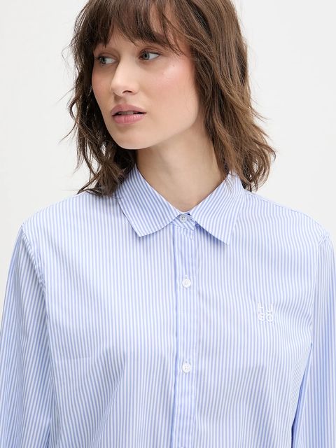 HUGO koszula The Essential Shirt damska kolor niebieski regular z kołnierzykiem klasycznym 50552601