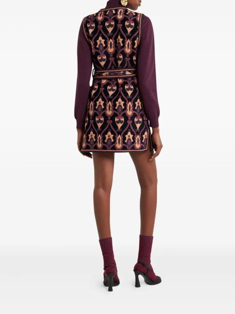 ETRO jacquard-pattern belted mini dress - Blue
