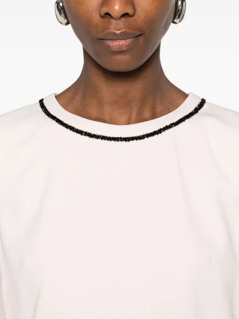 Max Mara Mstvolto beaded long-sleeve mini dress - Pink