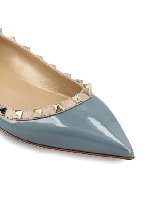 Valentino Garavani Rockstud patent ballet flats - Blue