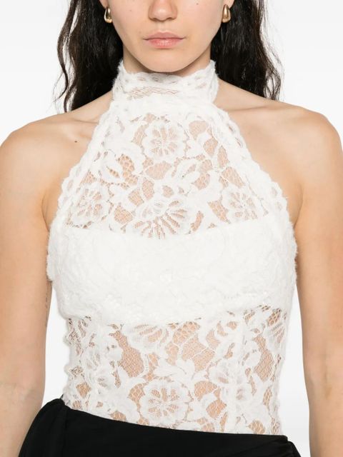 MANURÍ Cherie lace high-neck top - White