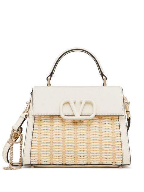 Valentino Garavani small VSling wicker top-handle bag - Neutrals
