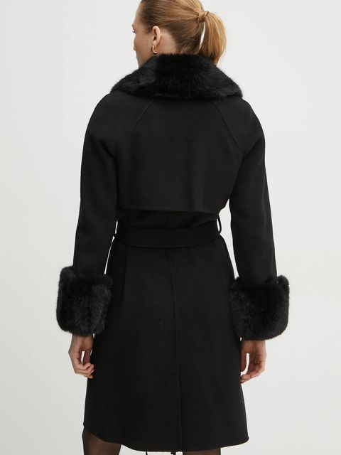 Marciano Guess płaszcz wełniany LILIANA kolor czarny przejściowy niezapinany 4BGL10 7125A
