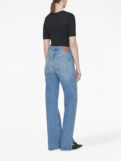 ANINE BING Caitlyn crepe-textured T-shirt - Black