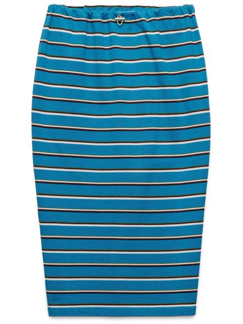 Prada striped piqué skirt - Blue