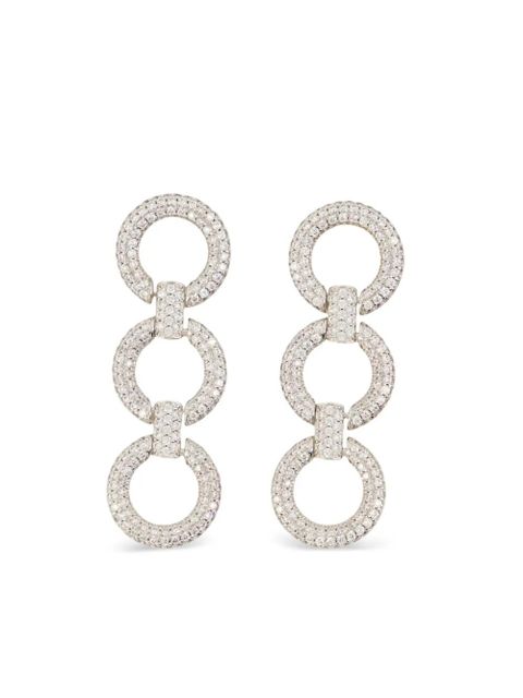 Self-Portrait crystal-embellished circle-link earrings - Silver - zdjęcie produktu nr 1