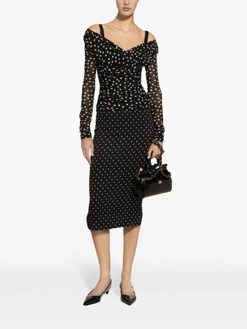 Dolce & Gabbana polka-dot tulle top - Black