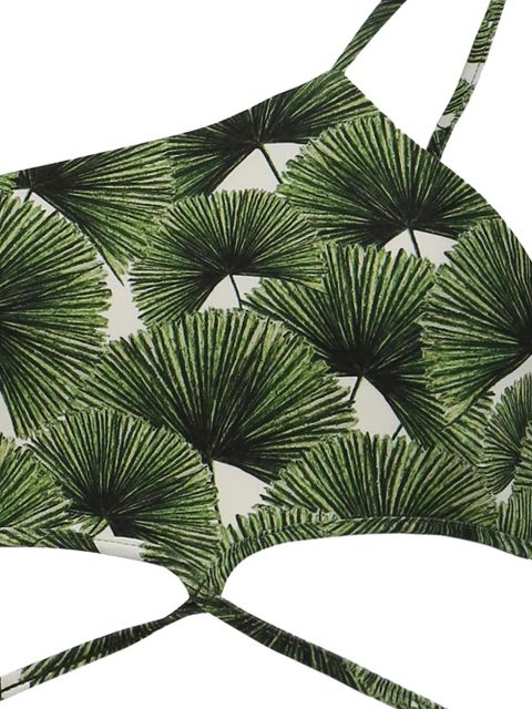 Agua By Agua Bendita one-shoulder leaf-print bikini top - Green - zdjęcie produktu nr 2