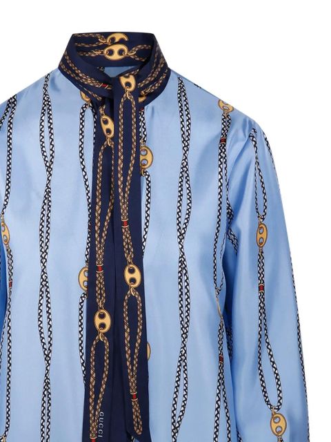 Gucci printed silk twill shirt - Blue